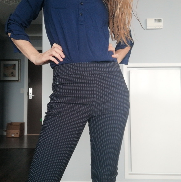 R&W Mid Rise Cigarette/ Skinny Stretch Capris Check Pattern Pants/Jegging - Picture 4 of 7